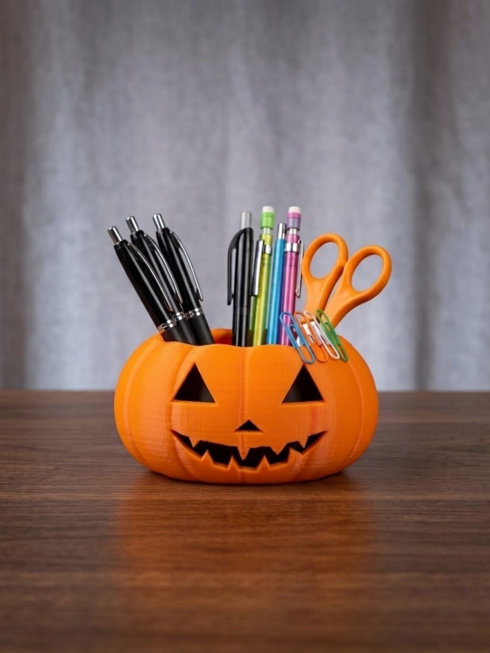 Halloween Pumpkin Desk Organizer - Festive Pen & Supply Holder